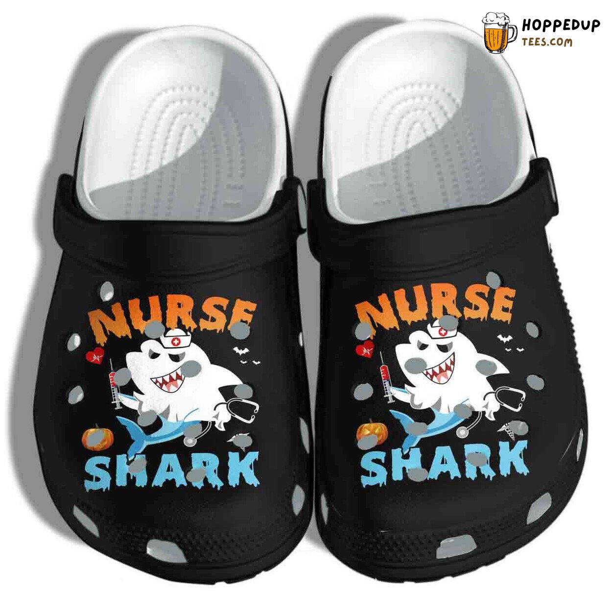 Halloween Nurse Shark Boo Costume Themed Comfortable Clogs Shoes