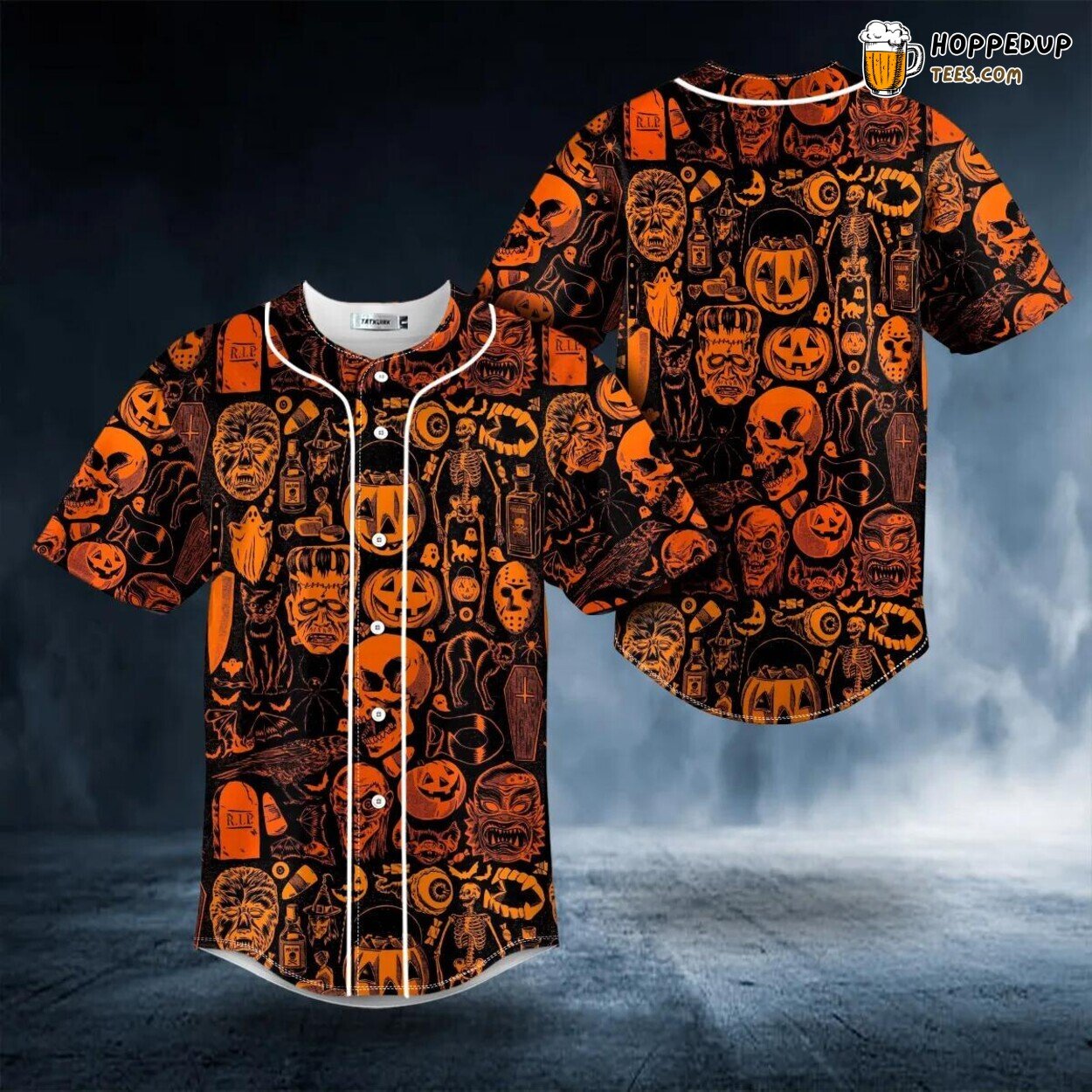Halloween Pattern Pumpkin Skull Jersey Skull Viking 3D Print Special Tee