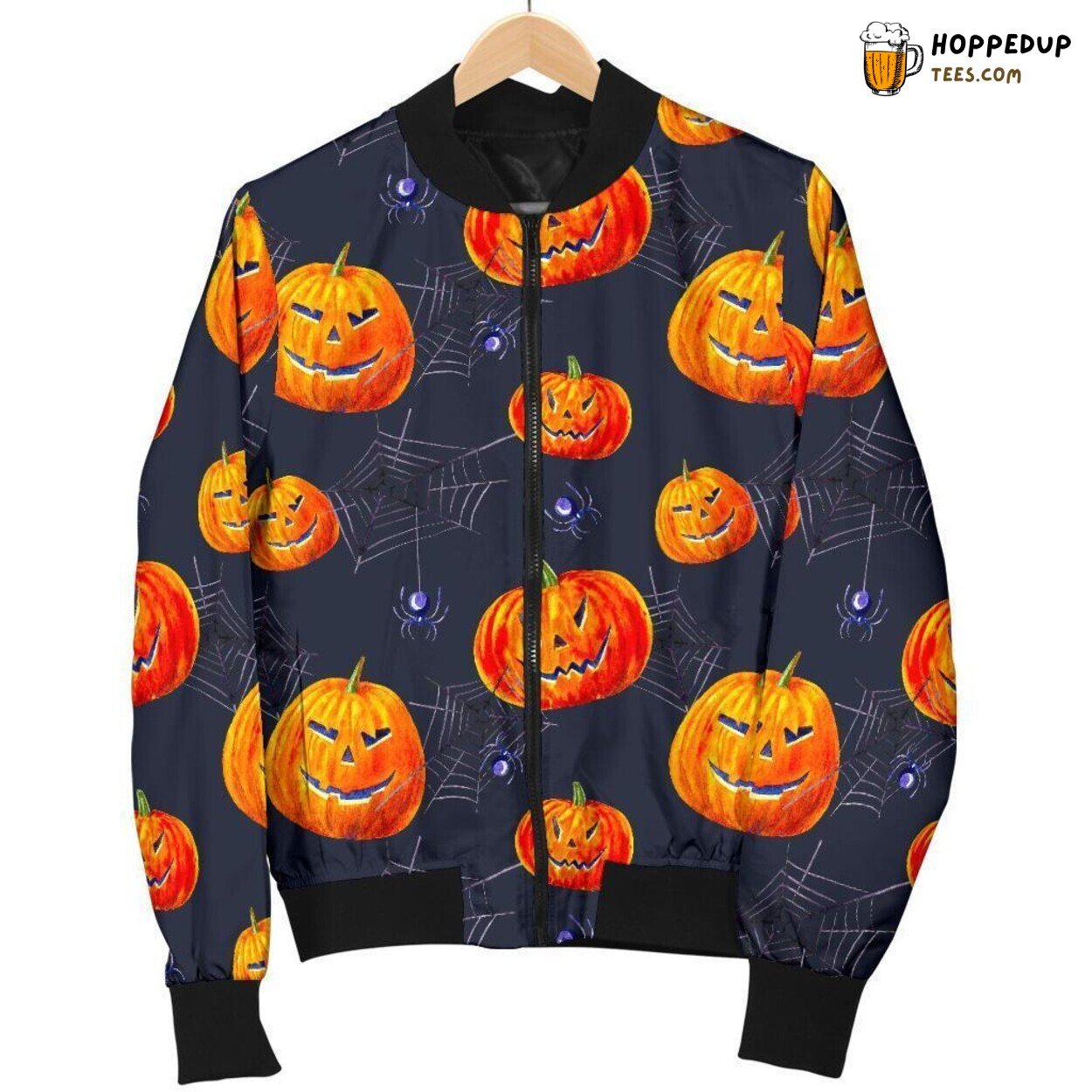 Halloween Pumpkin Spooky Men’s Bomber Jacket Festive Scary Design Art Display