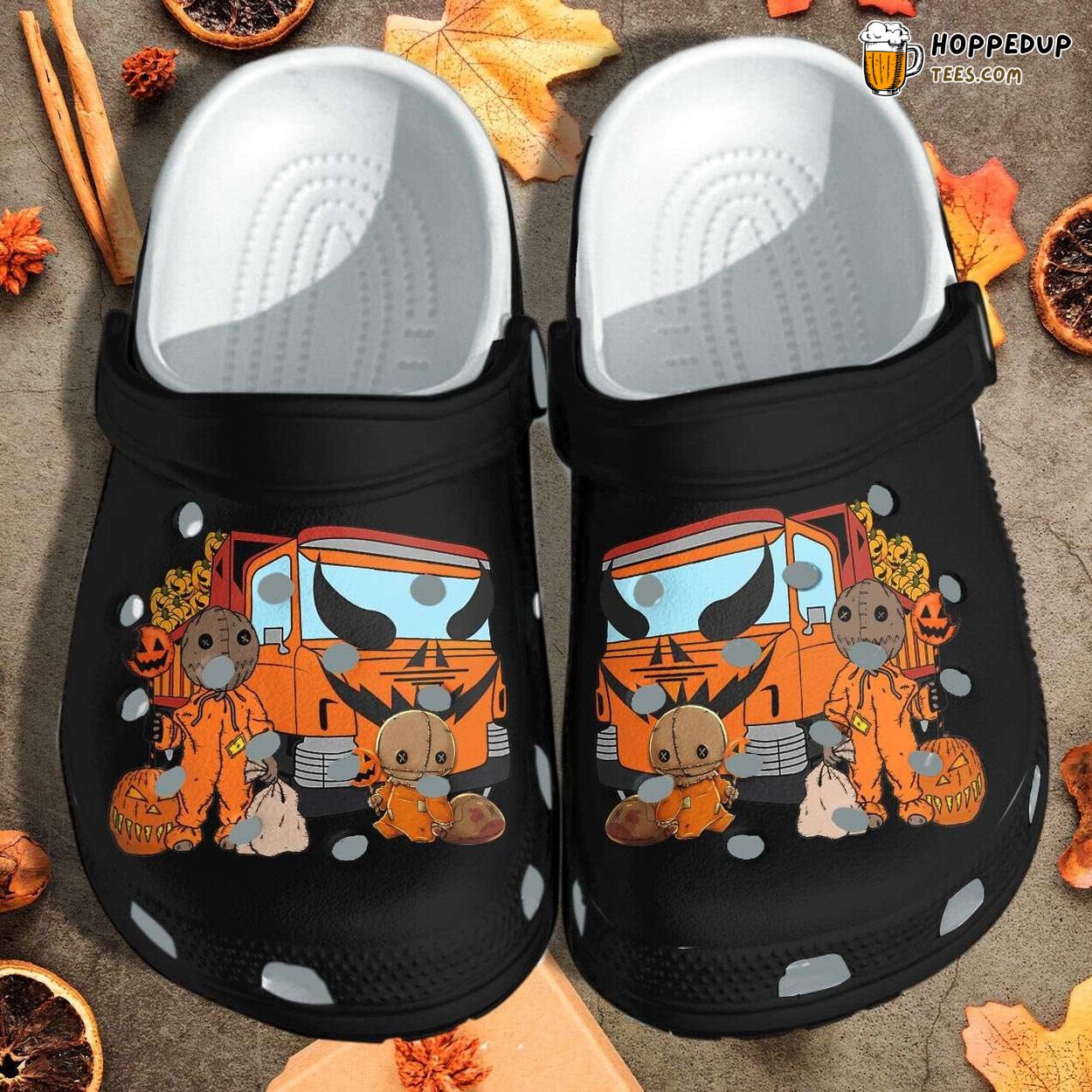 Halloween Pumpkin Truck Themed Comfortable Unique Design Clog Shoes