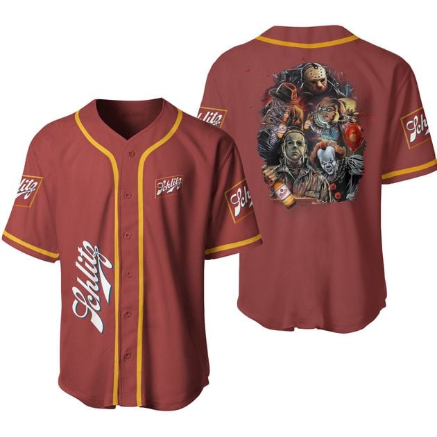 Halloween Schlitz Beer Baseball Jersey Horror Characters HU