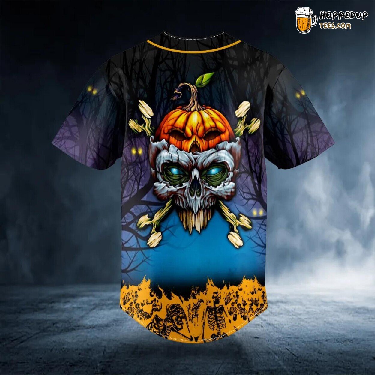 Halloween Skull Head Celebration Baseball Jersey Graphic Tees 3D Print
