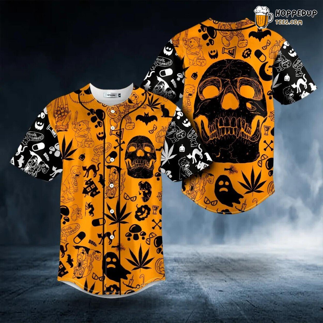 Halloween Skull Head Design Baseball Jersey Graphic Tees 3D Print Unique