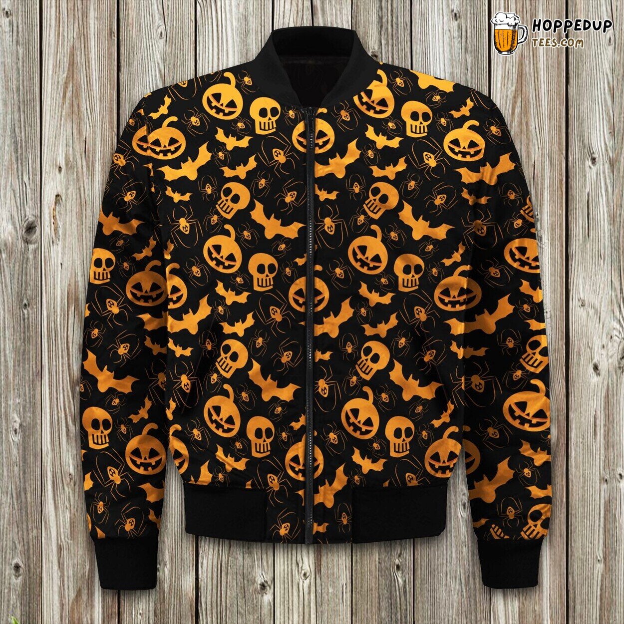 Halloween Skull Pumpkin Bomber Jacket