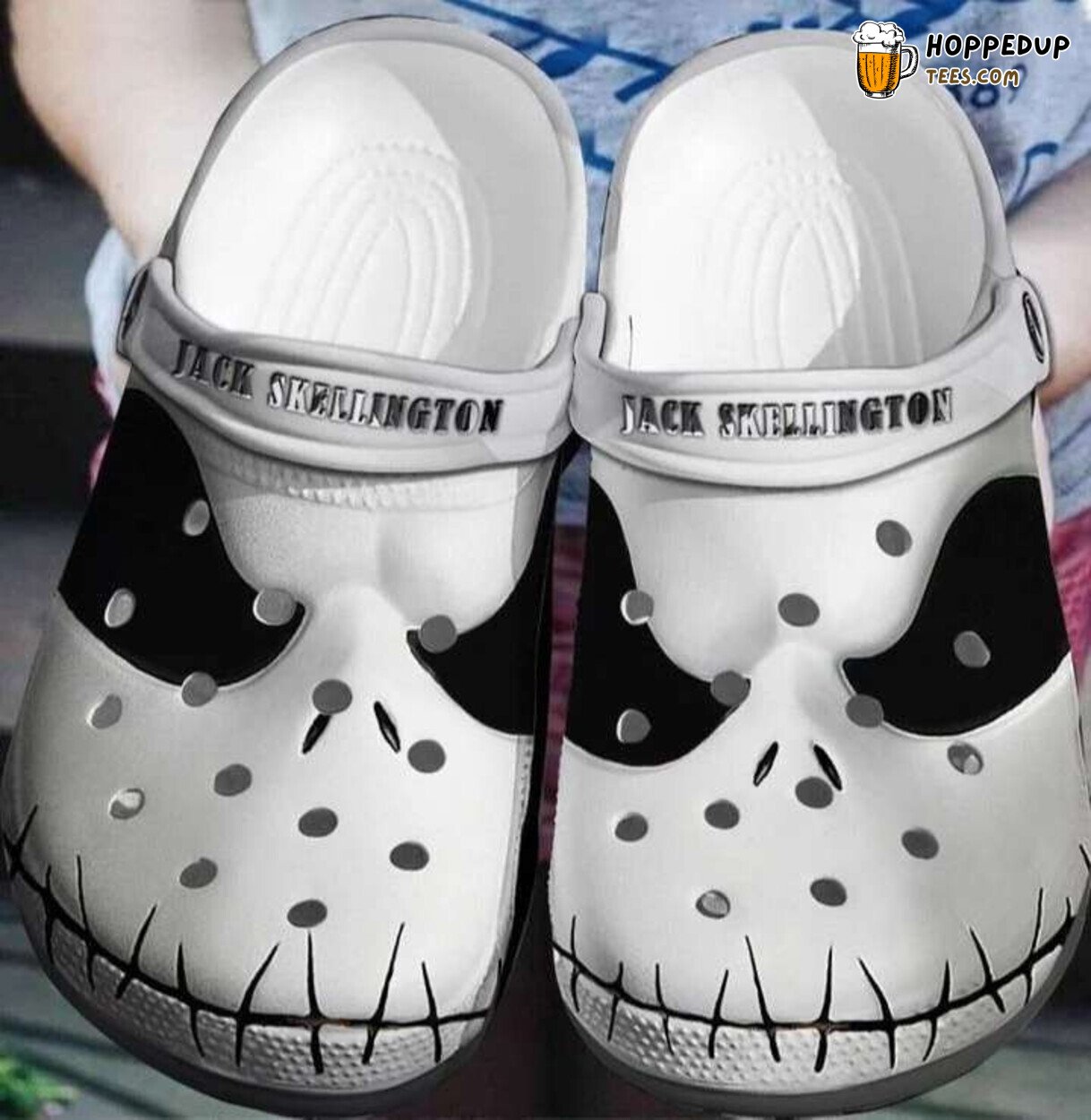 Halloween White Jack Skellington Face Horror Movie Themed Clogs