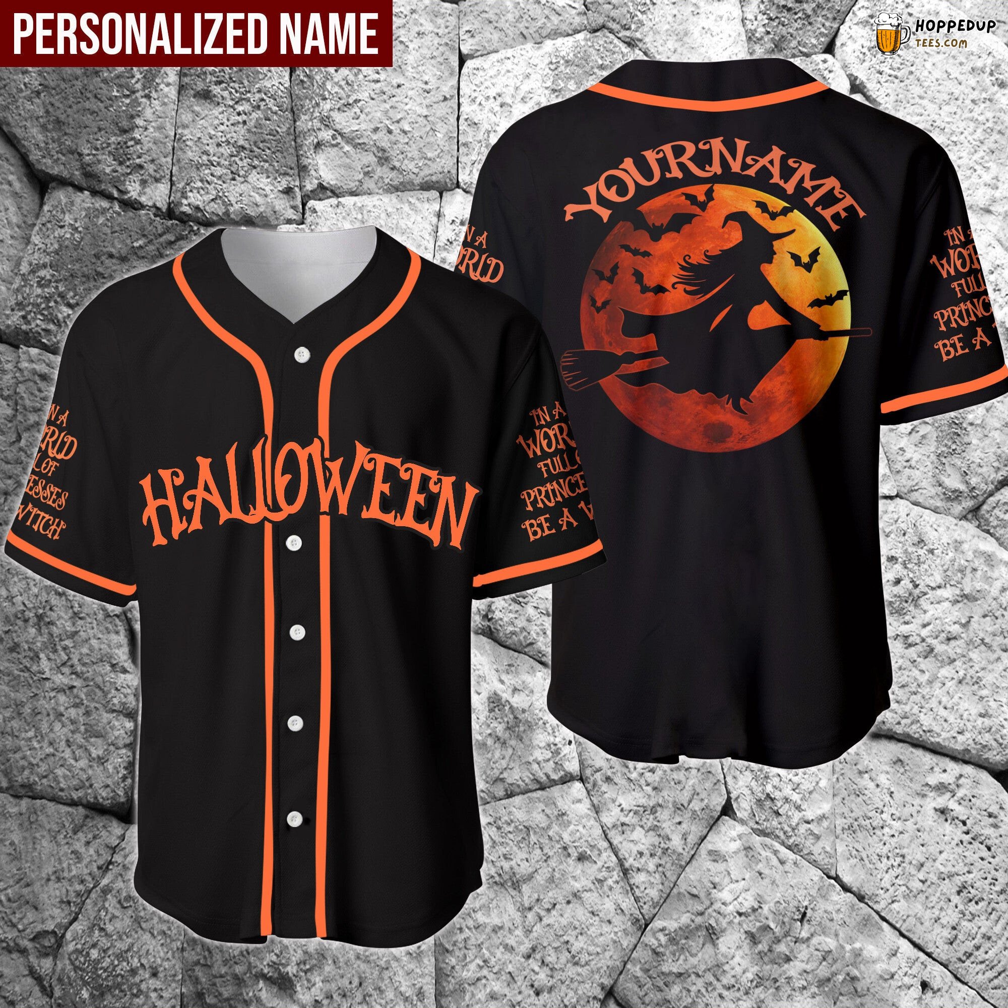 Halloween Witch Theme Personalized Baseball Jersey Unique Design