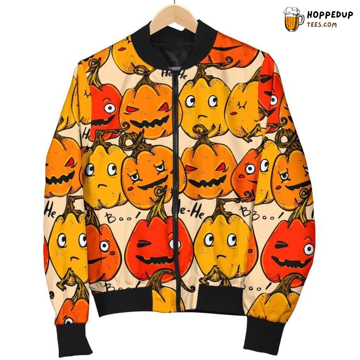 Halloween’s Pumpkin Tribute Men’s Bomber Jacket Unique Pattern Design Art