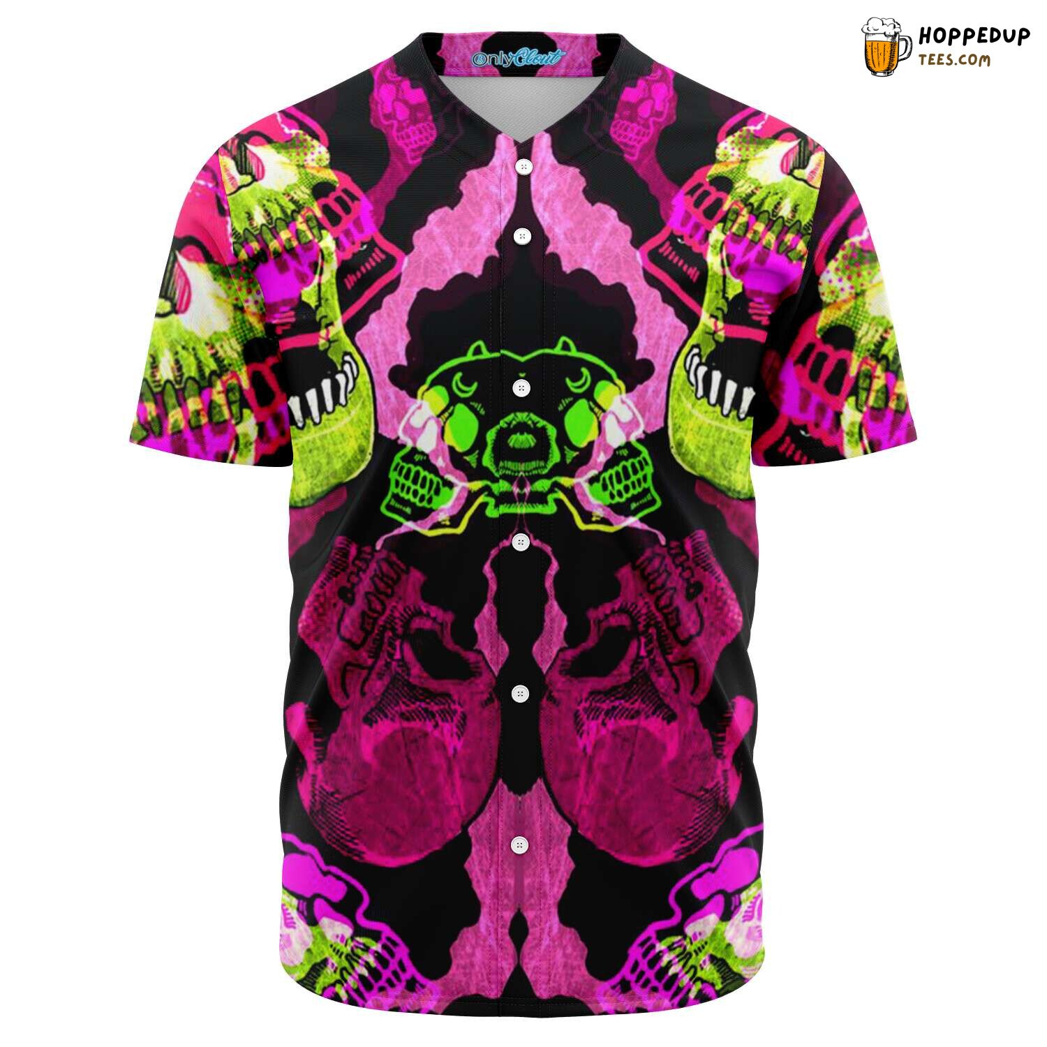 Hallucinogenic Trippy Acid Skull 3D Printed Baseball Jersey Art