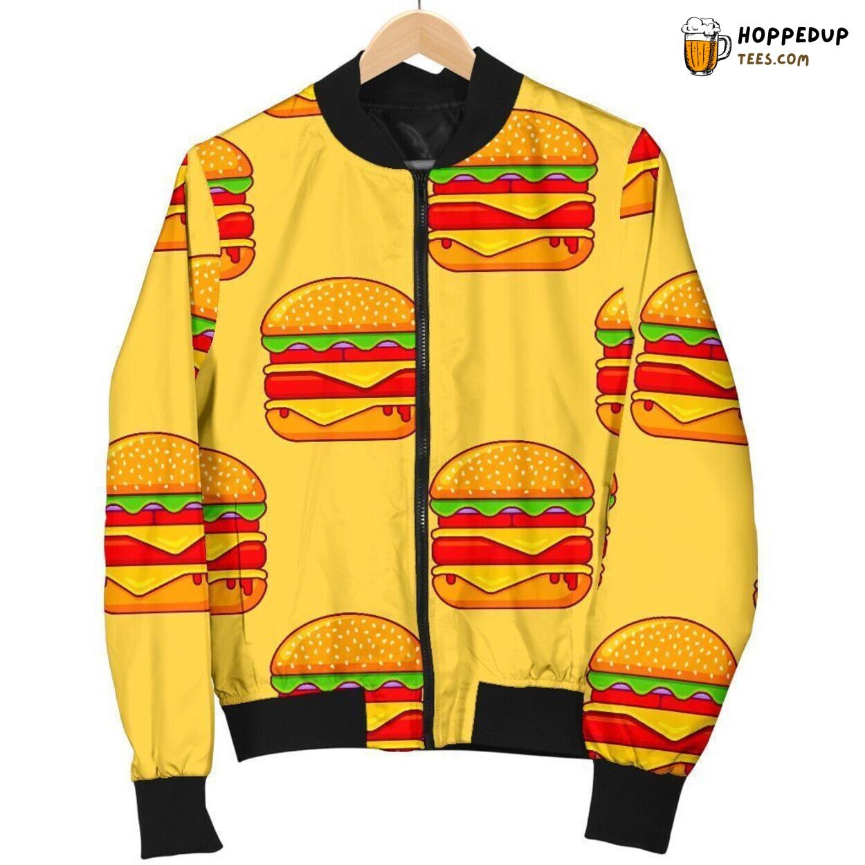 Hamburger Gourmet Delight Men’s Bomber Jacket Tasty Meal Design Tribute