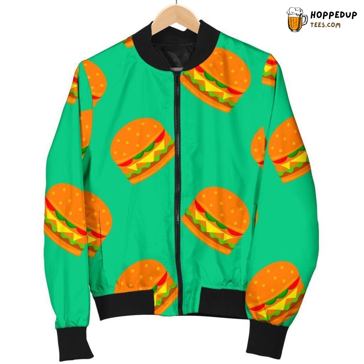 Hamburger’s Pastel Dream Men’s Bomber Jacket Unique Design Pattern Display