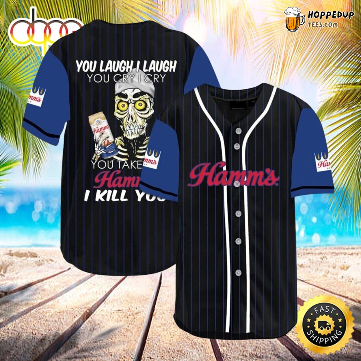 Hamms Beer Halloween Special Design I Kill You Baseball Jersey