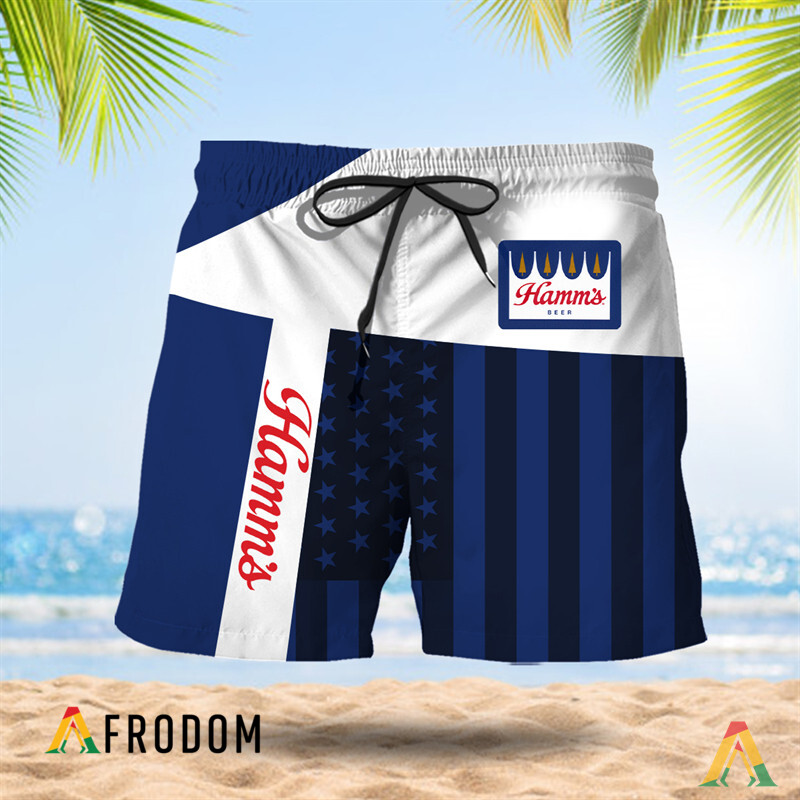 HammsBeer AmericanFlagPatch Summer Hawaiian Shorts HU