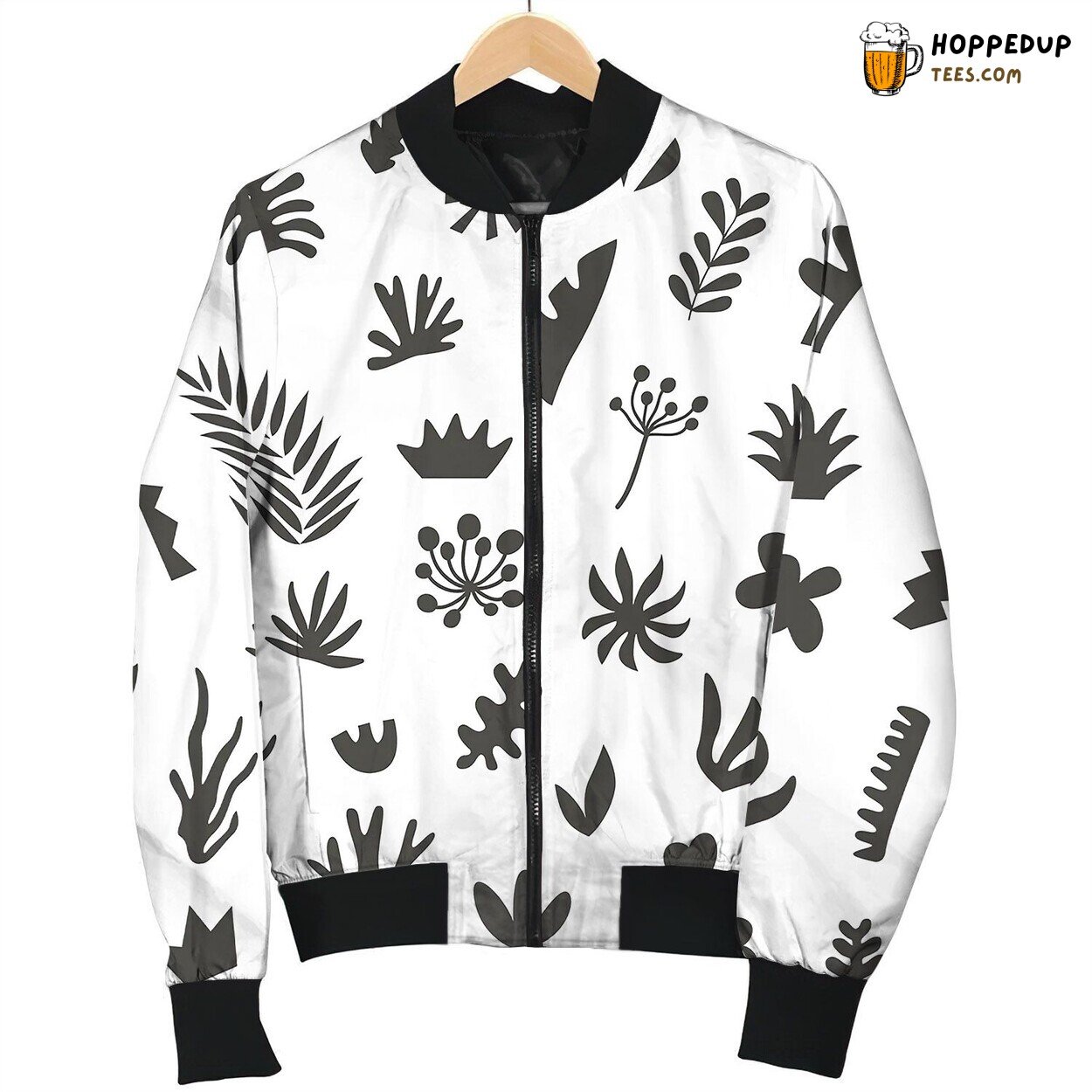 Hand Drawn Botanical Doodles Seamless Bomber Jacket