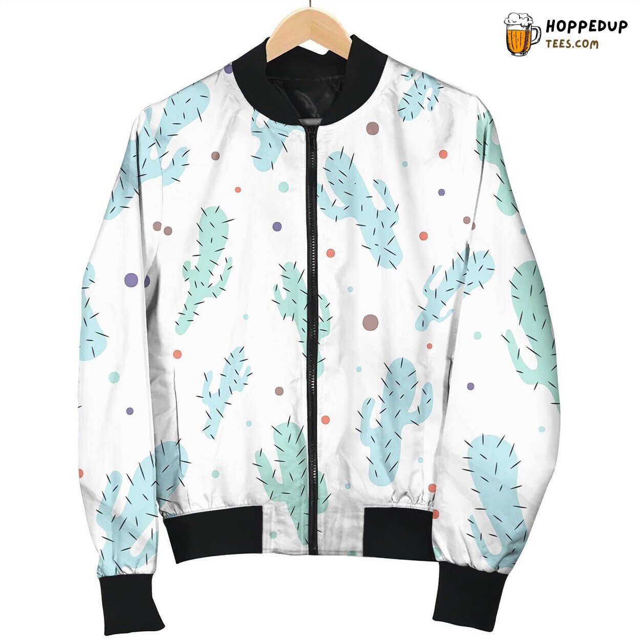 Hand Drawn Cactus Pastels Color Pattern Isolated Bomber Jacket