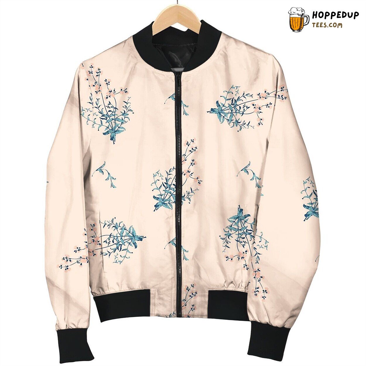 Hand Drawn Meadow Flowers Herb Engraving Bomber Jacket