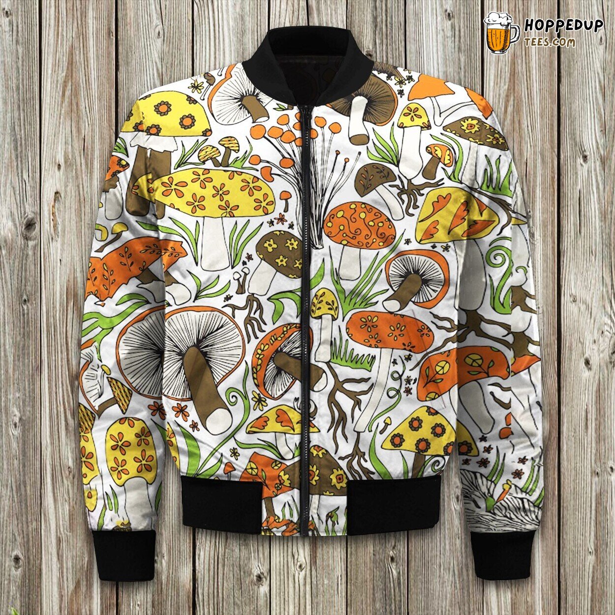 Hand Drawn Mushrooms Bomber Jacket