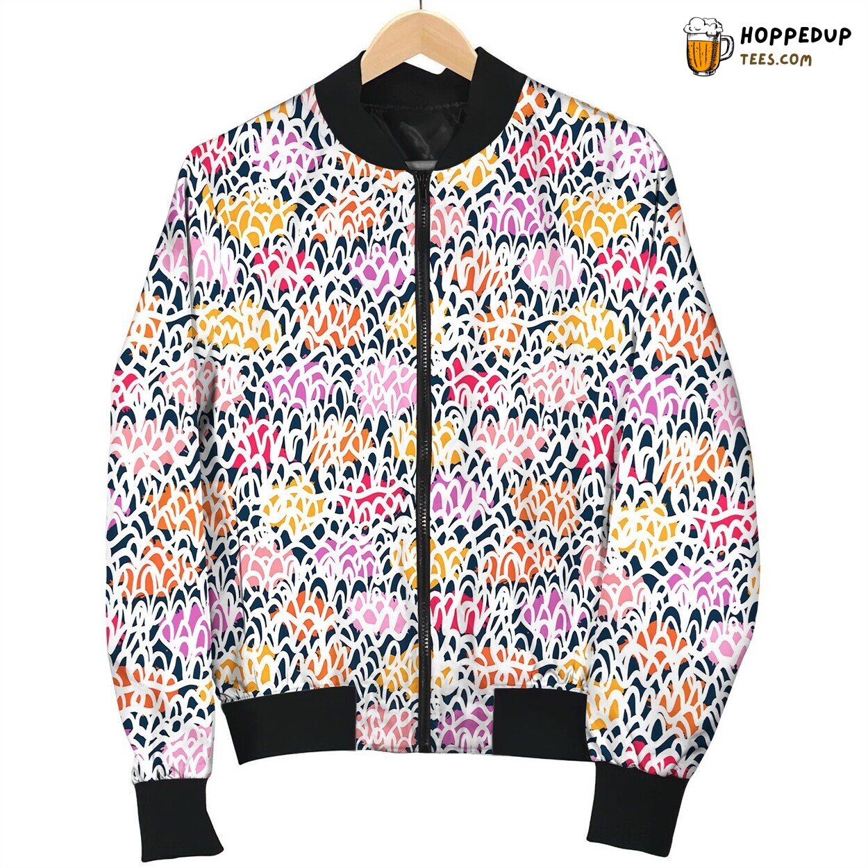 Hand Drawn Pattern With Short Brush Strokes Bomber Jacket