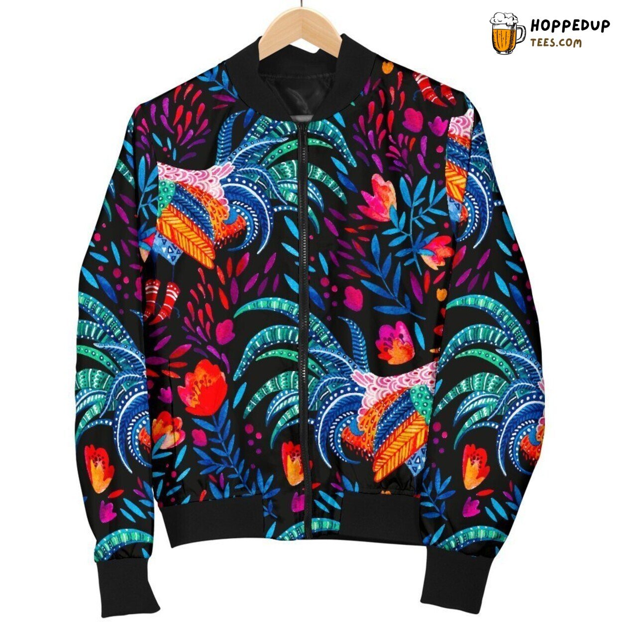 Hand Drawn Rooster Art Men’s Bomber Jacket Poultry Design Unique Elegance
