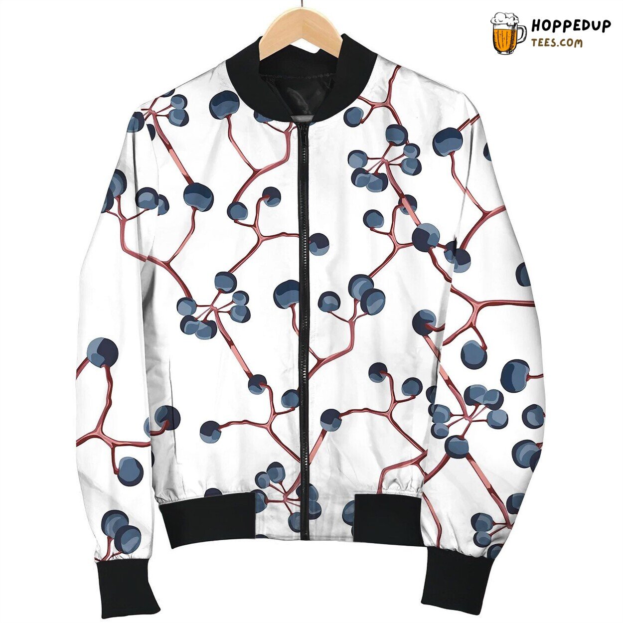 Hand Drawn Seamless Pattern Berries Great Bomber Jacket