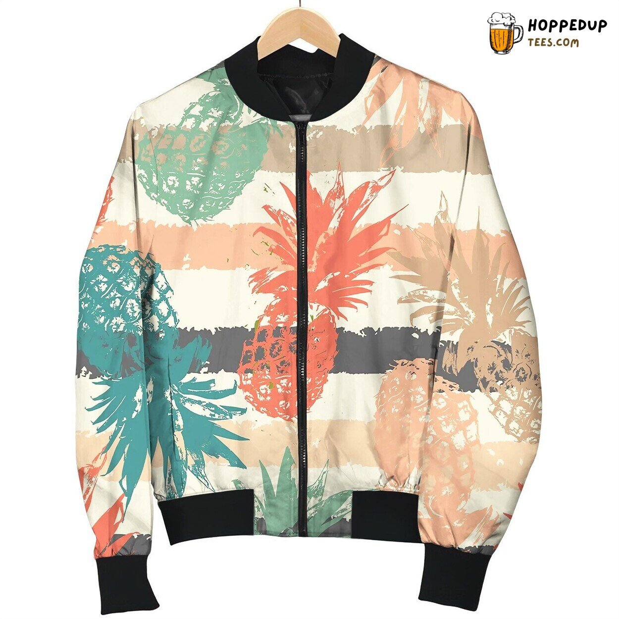 Hand Drawn Seamless Pattern With Pineapple Bomber Jacket