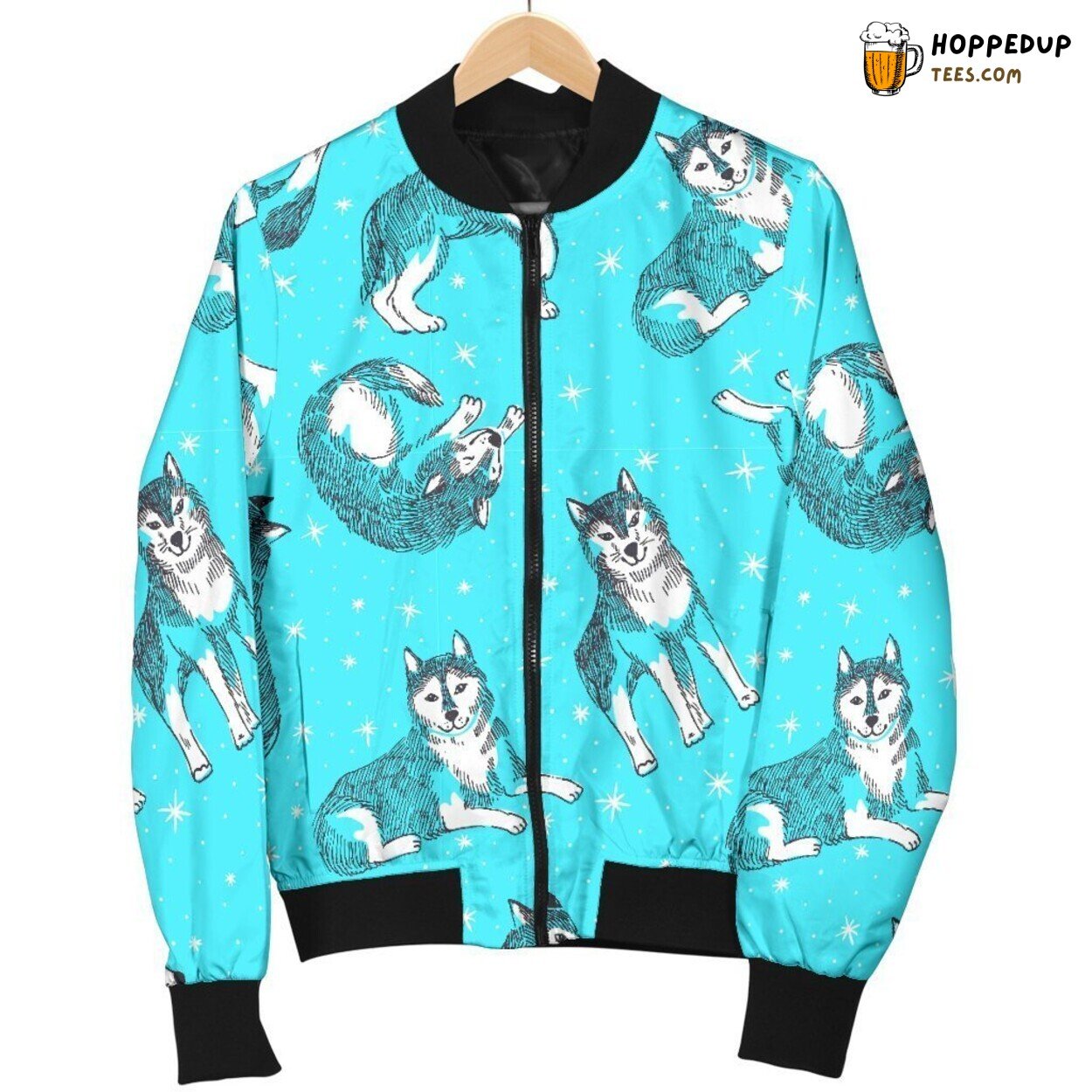 Hand Drawn Wolf Artistic Men’s Bomber Jacket Nature Inspired Design Statement