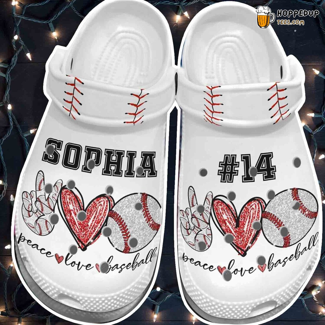 Hand Heart Peace Love Baseball Schoolgirls Themed Clog Shoes