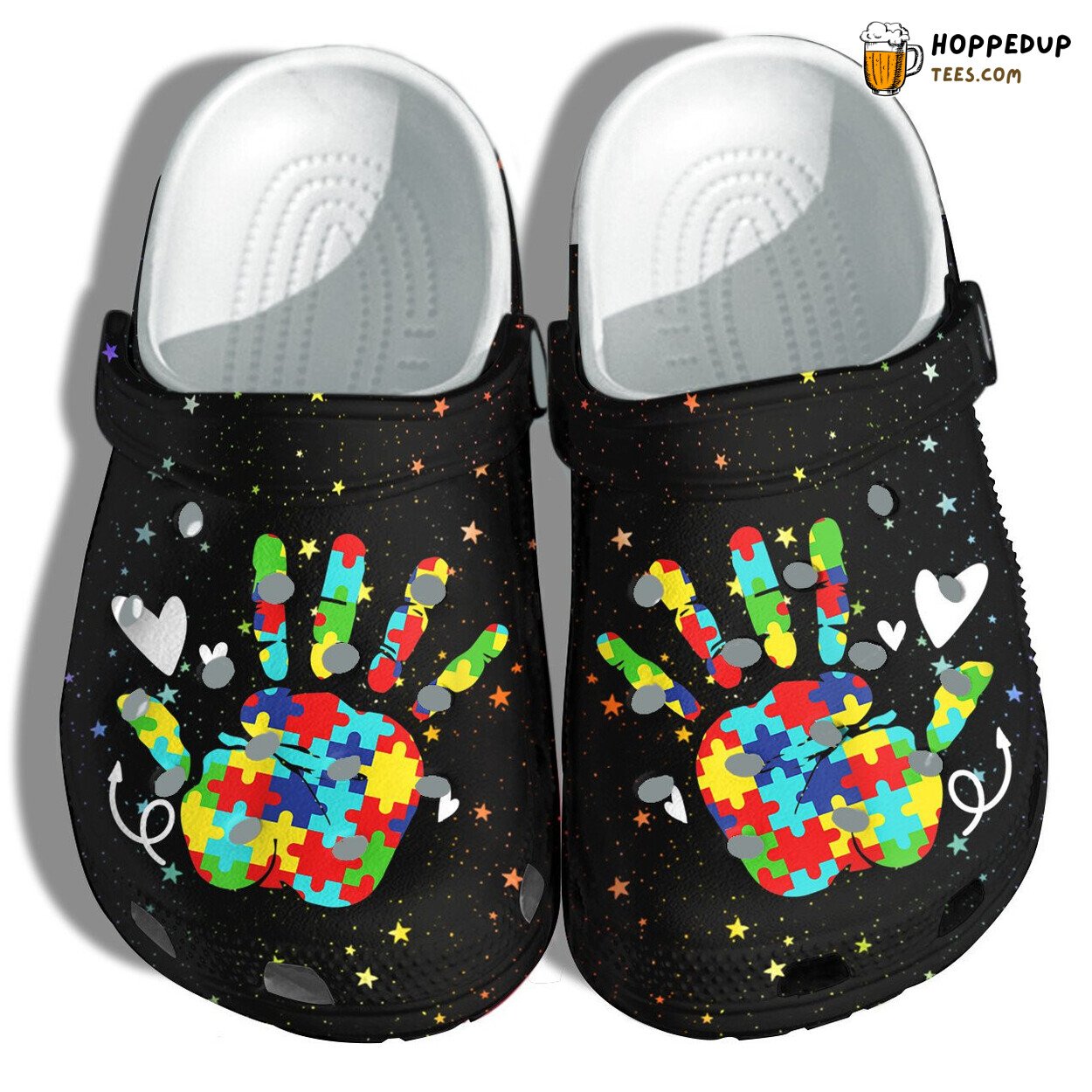 Hand Puzzle Autism Awareness Clogs Shoes Birthday Christmas Unique Gift