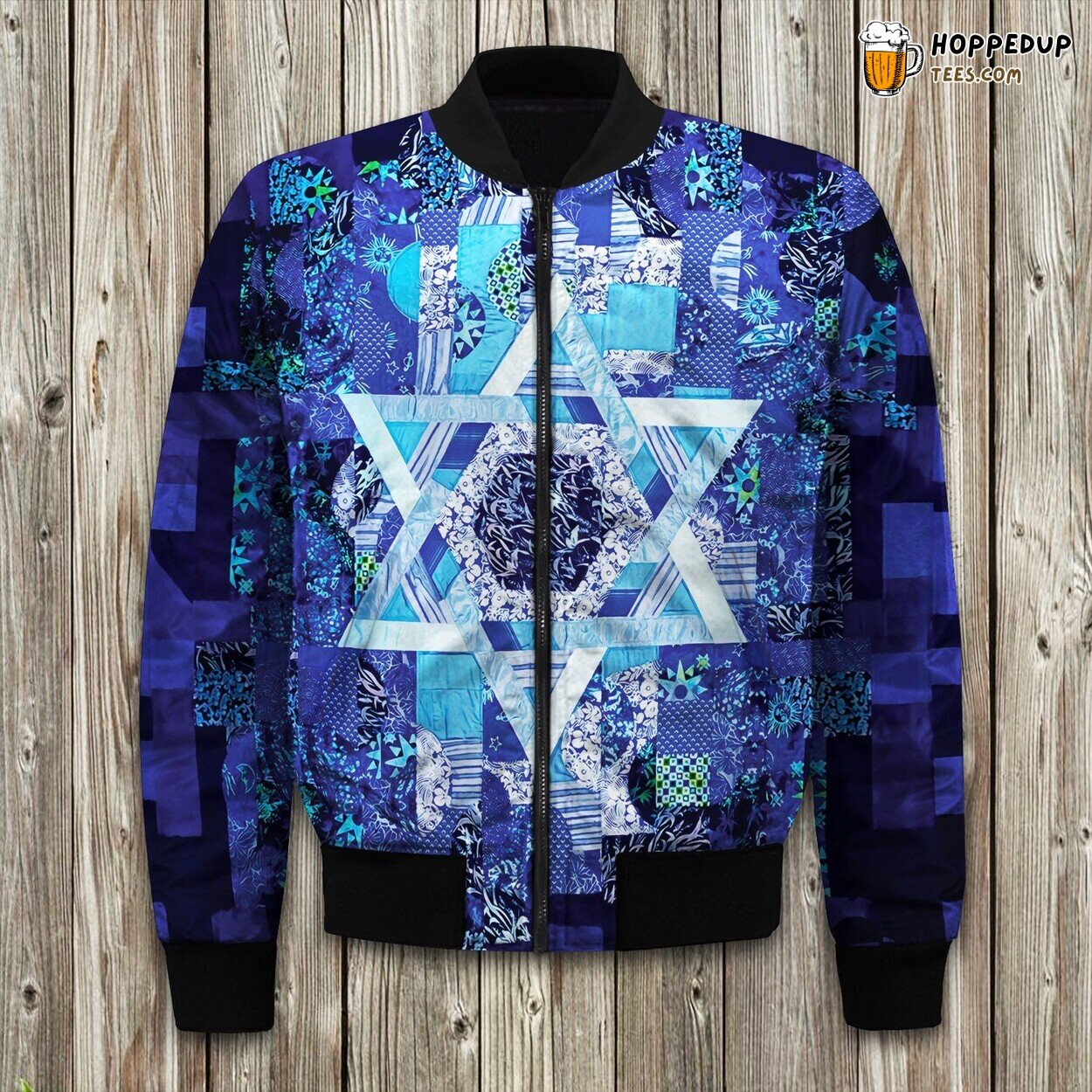 Hanukkah Jewish Theme Winter Bomber Jacket Festival Light Design