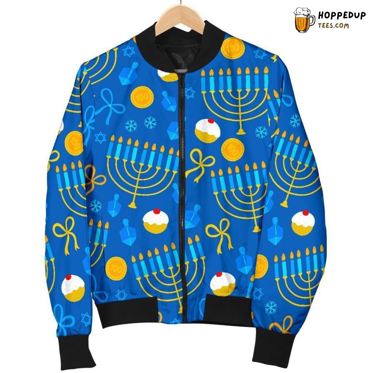 Hanukkah’s Cultural Tribute Men’s Bomber Jacket Unique Pattern Design Art