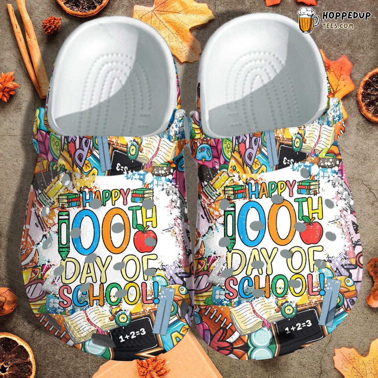 Happy 100th Days Of School Themed Crocbland Clog Shoes Gift