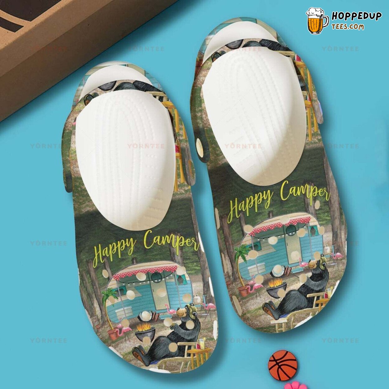 Happy Camper Bear Lover Gift Comfortable Unique Rubber Clog Shoes