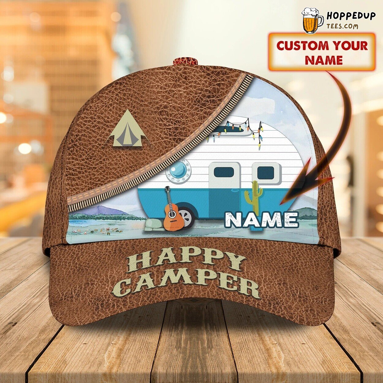 Happy Camper Personalized Baseball Cap Camping Design Classic Hat