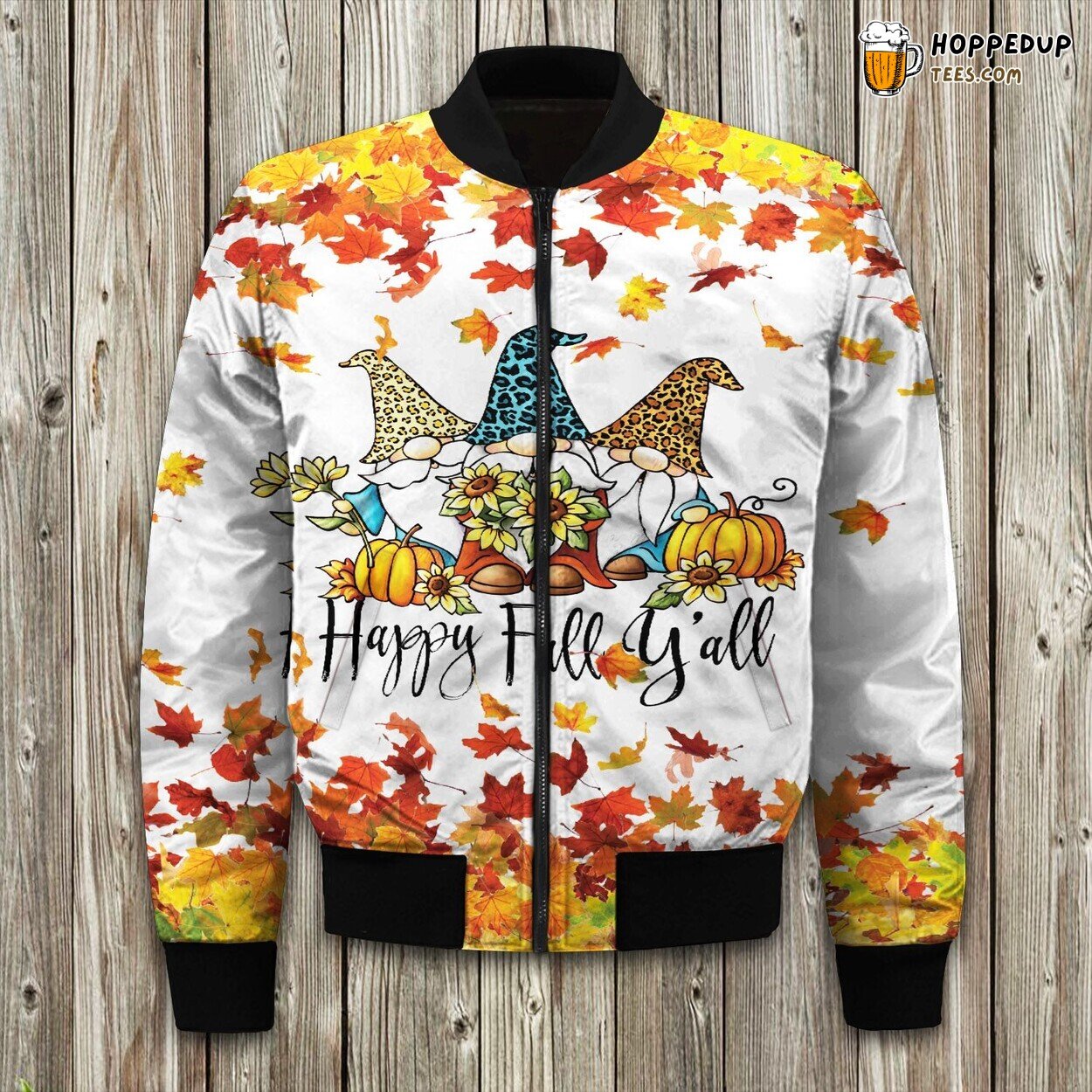 Happy Fall Gnomies White Nice Bomber Jacket