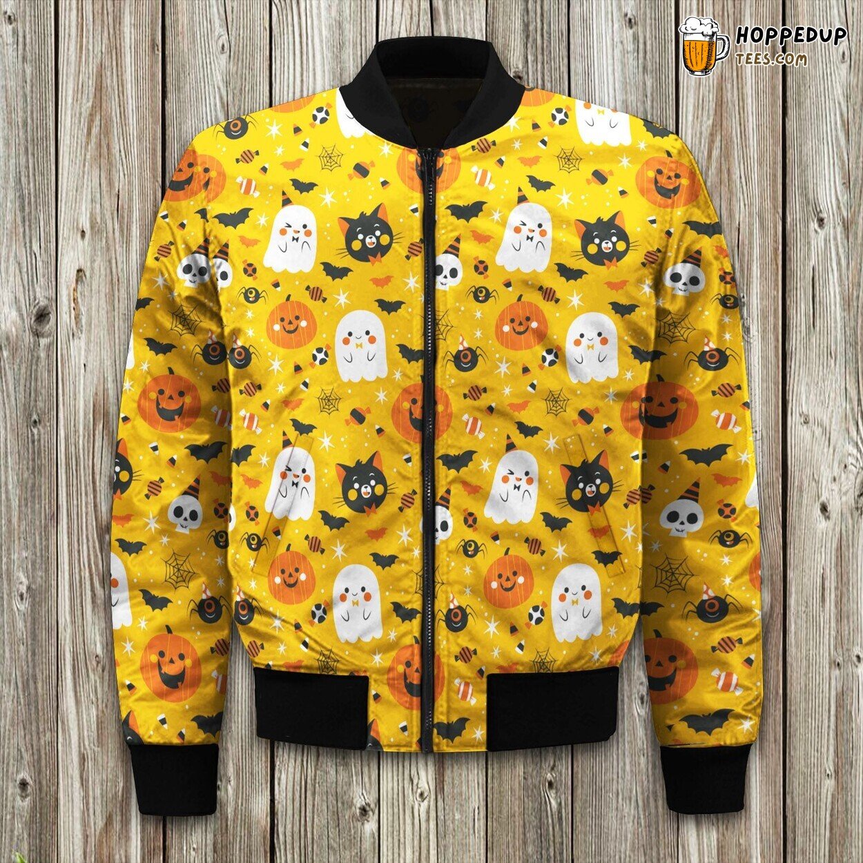 Happy Halloween Pattern Bomber Jacket