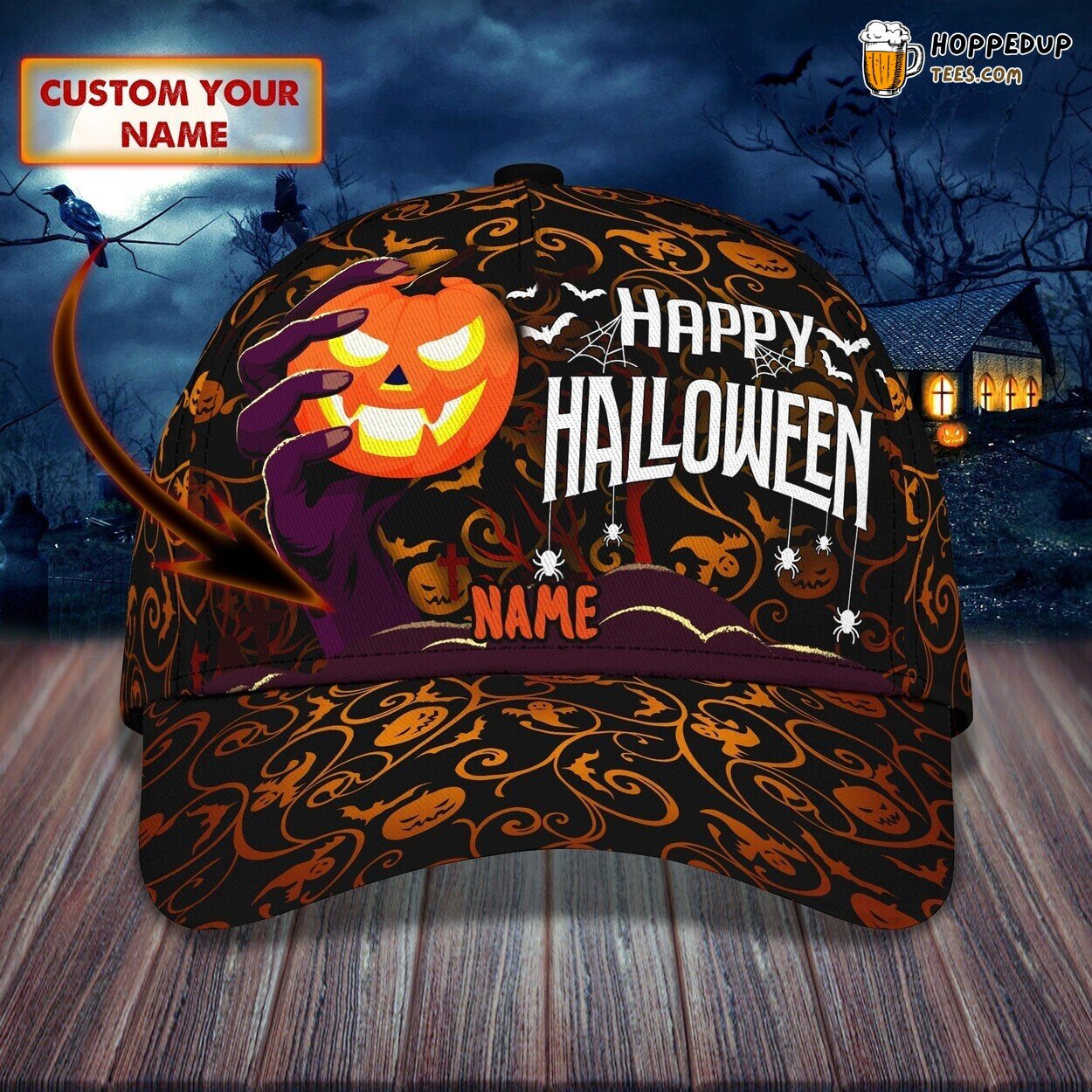 Happy Halloween Personalized Letter Trucker Snap Adjustable Hat