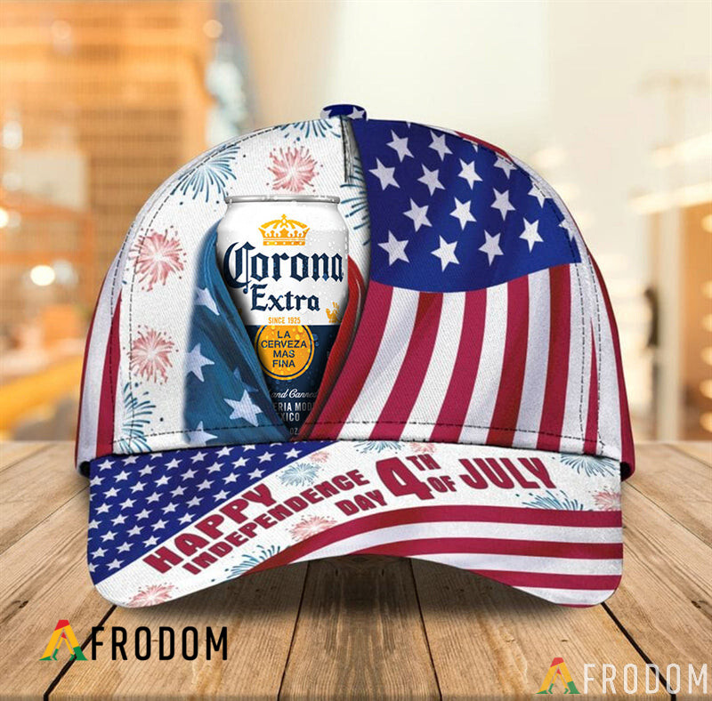 Happy Independence USA Flag Corona Extra Cap HU