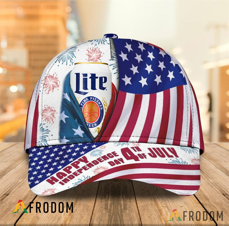 Happy Independence USA Flag Miller Lite Cap HU