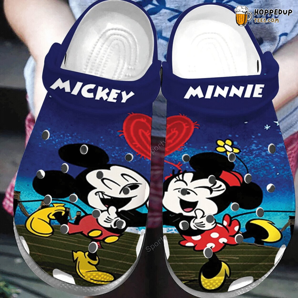 Happy Mickey Minnie Couple Themed Comfortable Unique Clogs Shoes