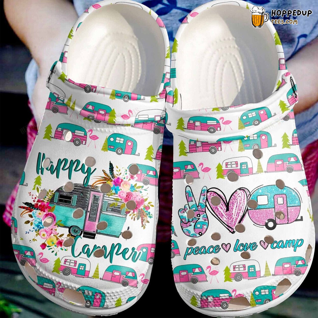 Happy Mini Camper Themed Birthday Christmas Gift Clogs Shoes Fun