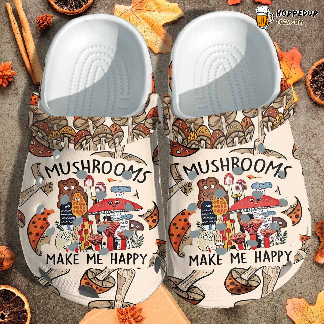 Happy Mushrooms Themed Custom Birthday Gift Comfort Clogs Shoes