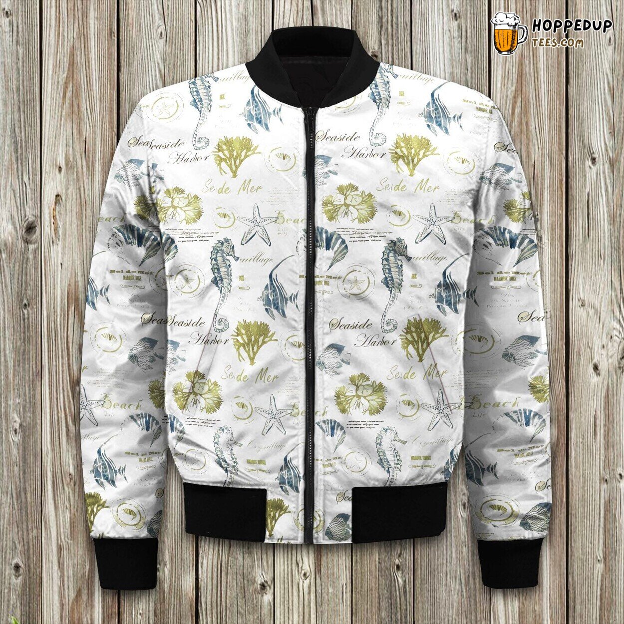 Harbor Life Seaside Serenity Winter Bomber Jacket Nautical Lifestyle
