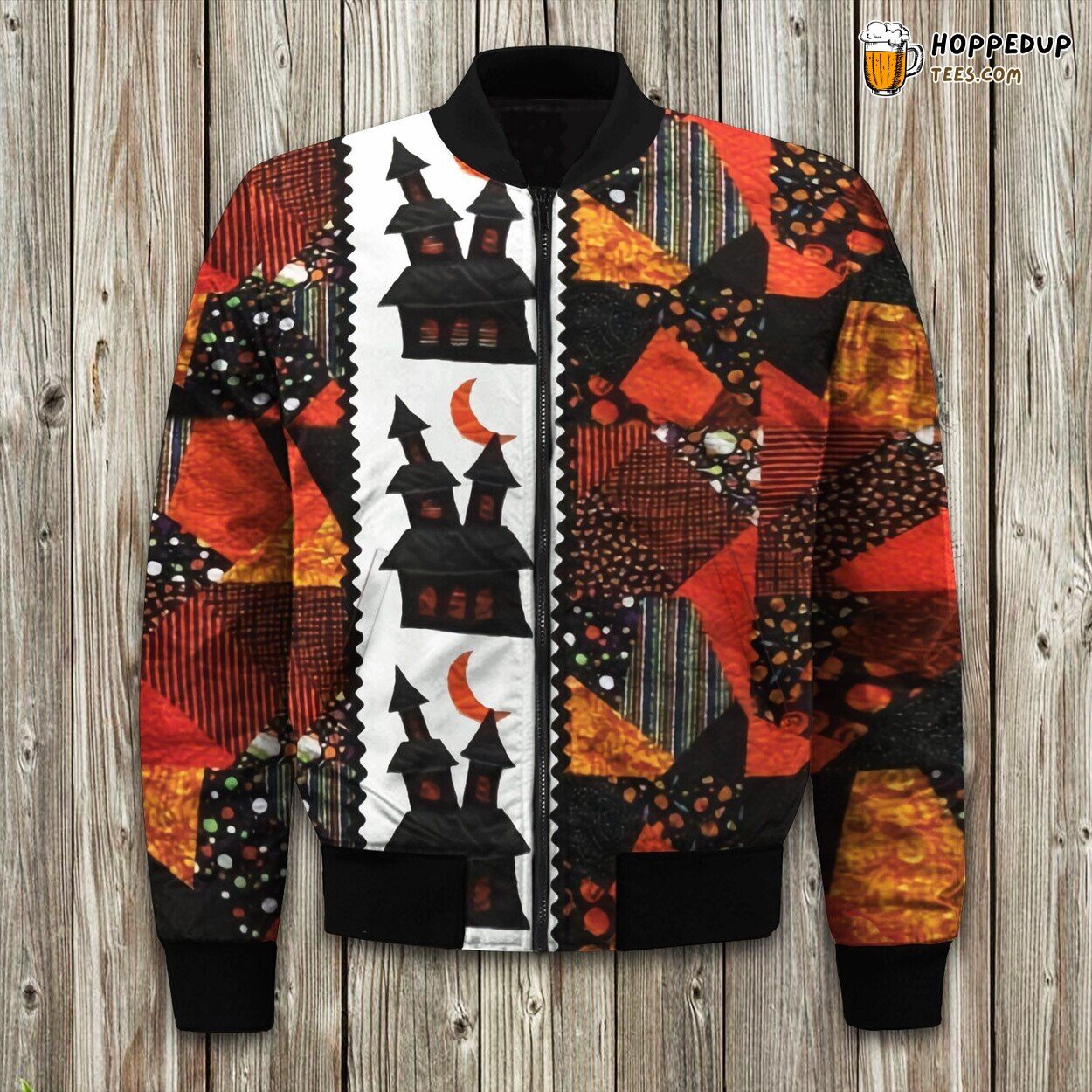 Haunted Abode Halloween House Winter Bomber Jacket Designer Touch Series Lux