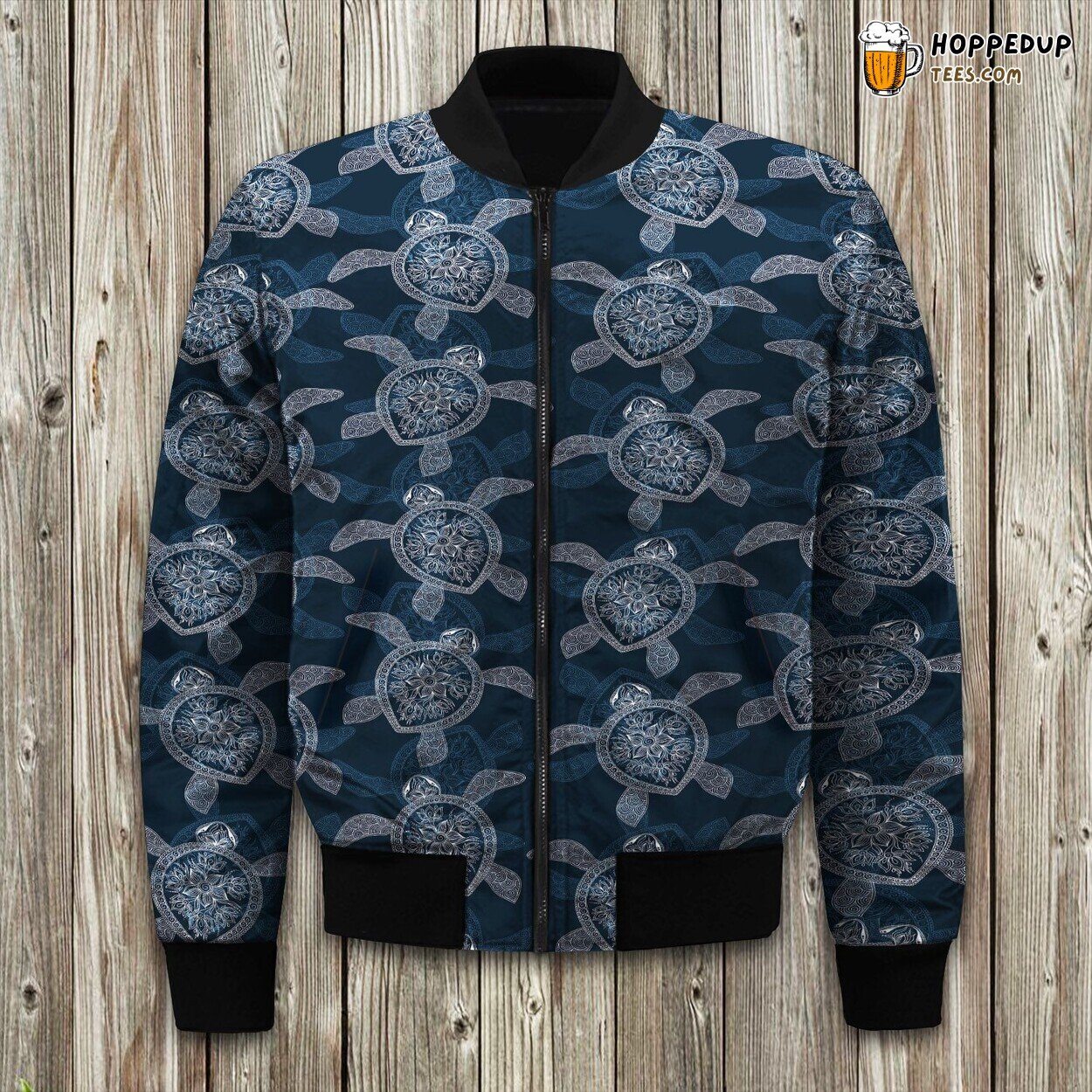 Hawaiian Blue Sea Turtle Bomber Jacket
