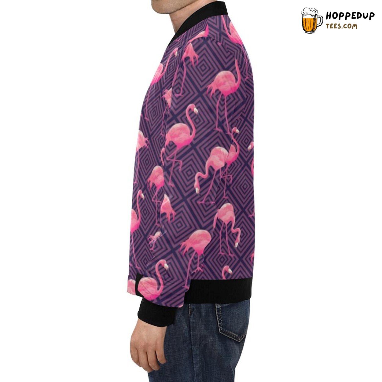 Hawaiian Flamingo Tropical Stripe Pattern Men’s Bomber Jacket Print