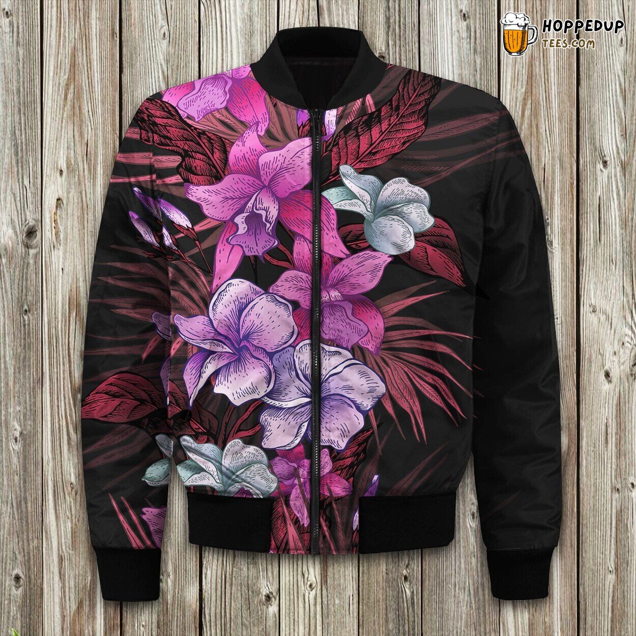 Hawaiian Love Pineapple Winter Bomber Jacket Tropical Fruit Theme
