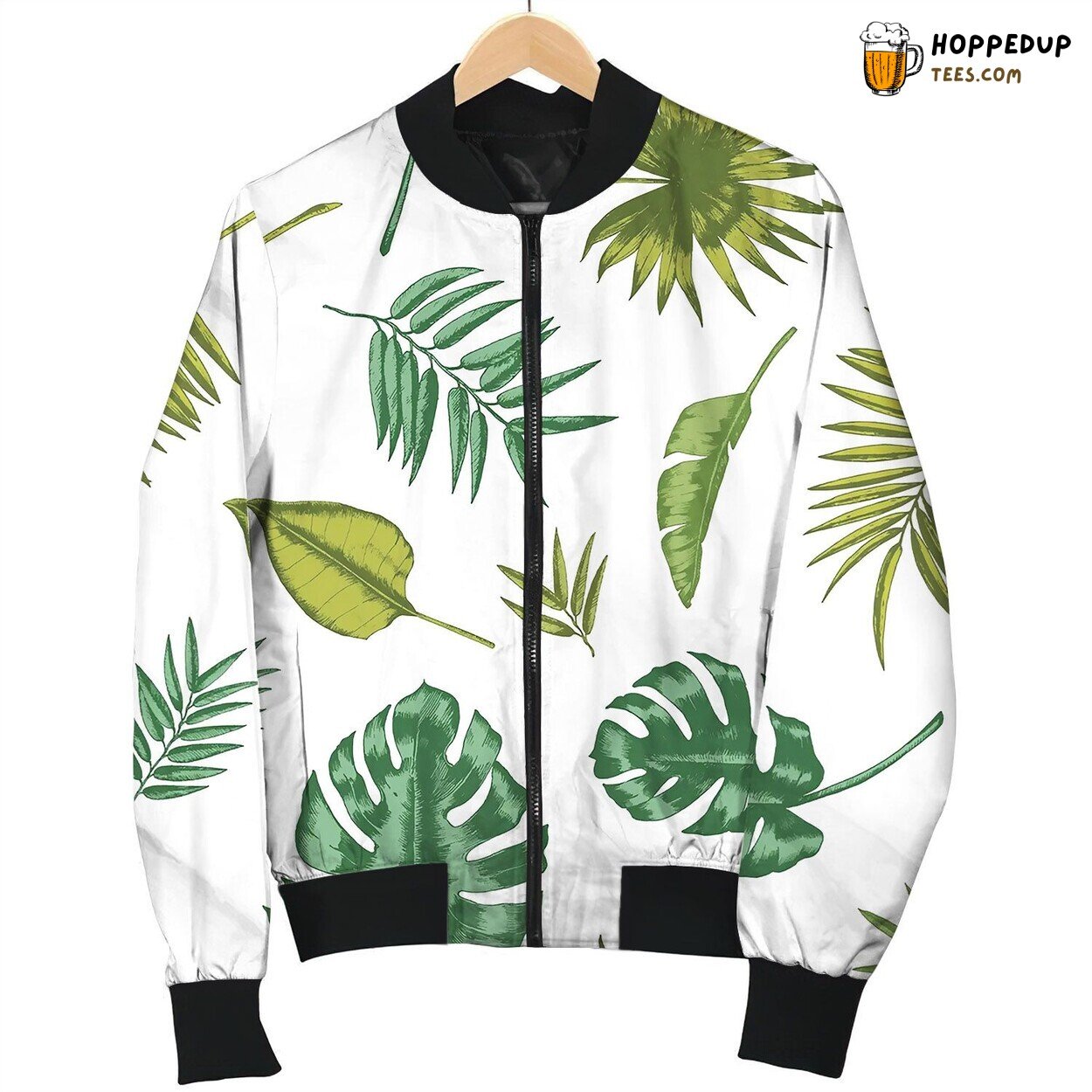 Hawaiian Seamless Pattern With Tropical Foliage Bomber Jacket