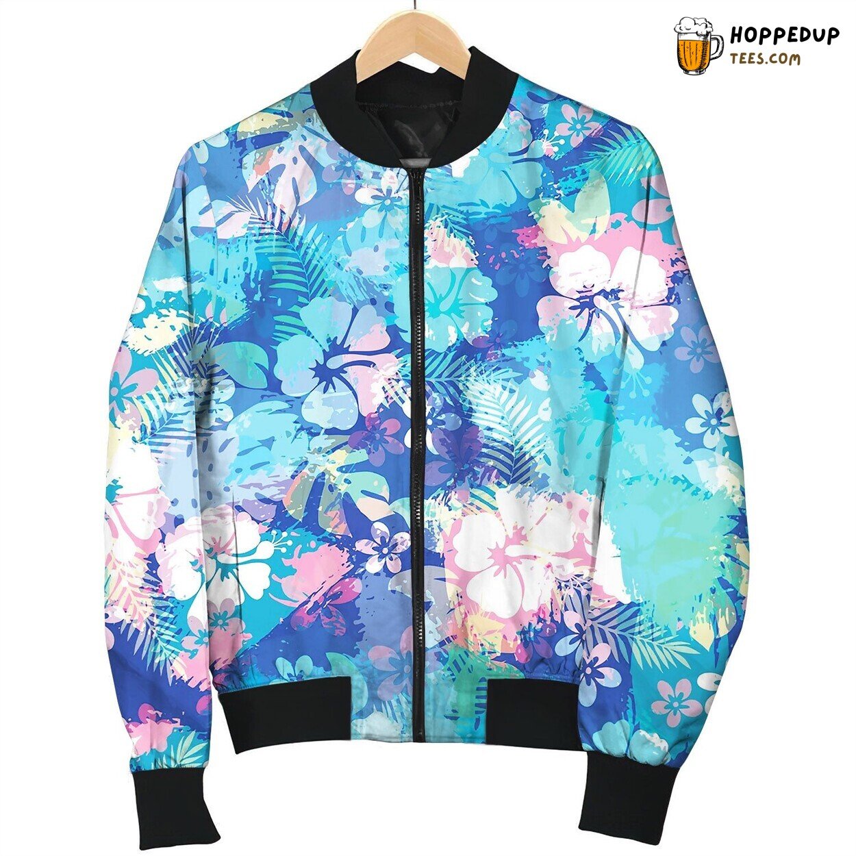 Hawaiian Tropical Floral Seamless Pattern Bomber Jacket