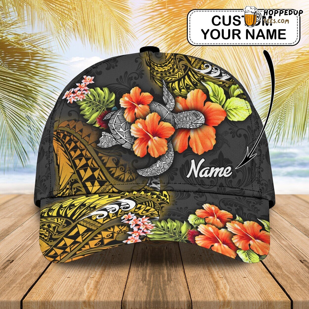 Hawaiian Vibes 3D Classic Cap Personalized Name Special Edition Design