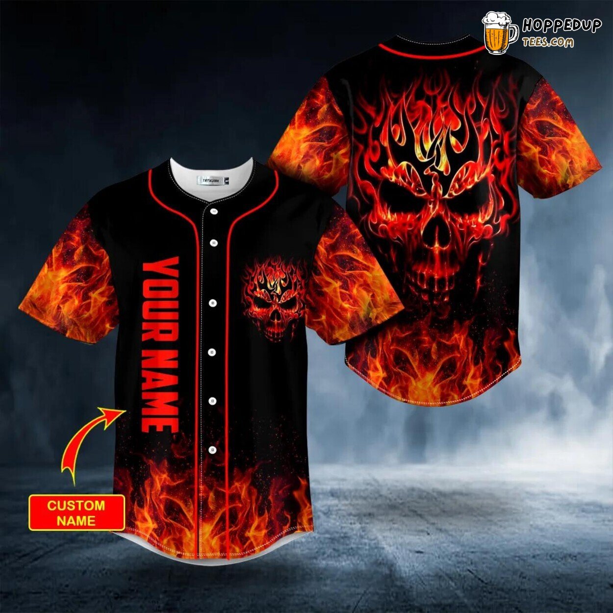 Head Fire Authentic Design Skull Baseball Jersey Unique Custom Edition