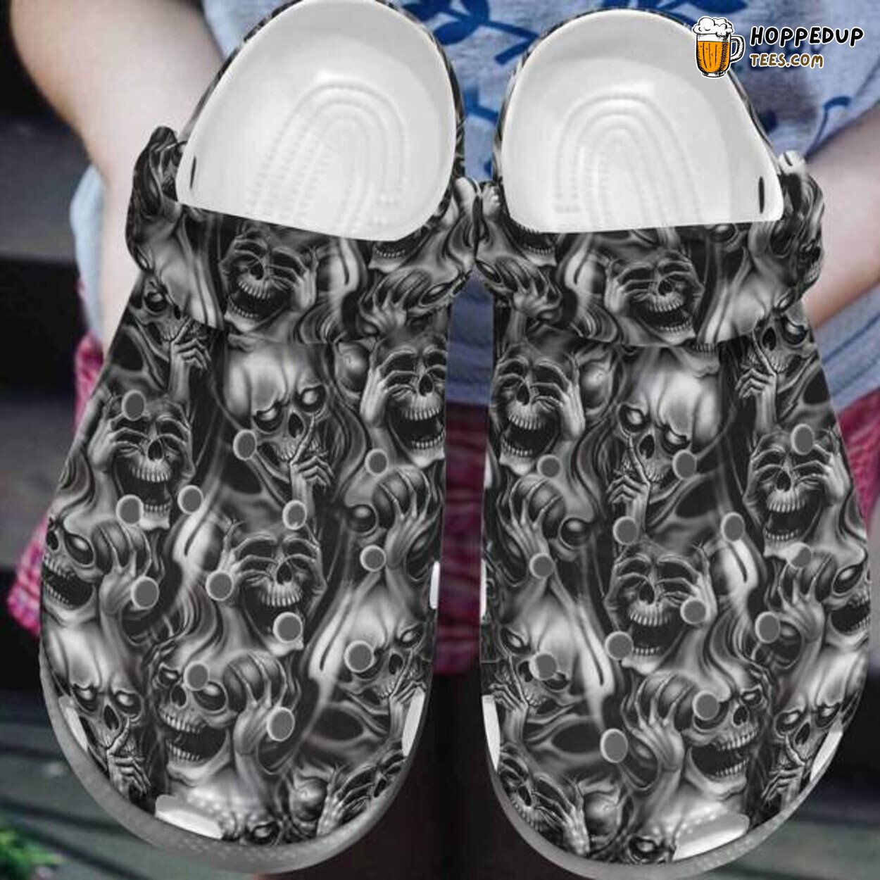 Hear No Evil Skull Themed Man Son Gift Comfortable Unique Clogs
